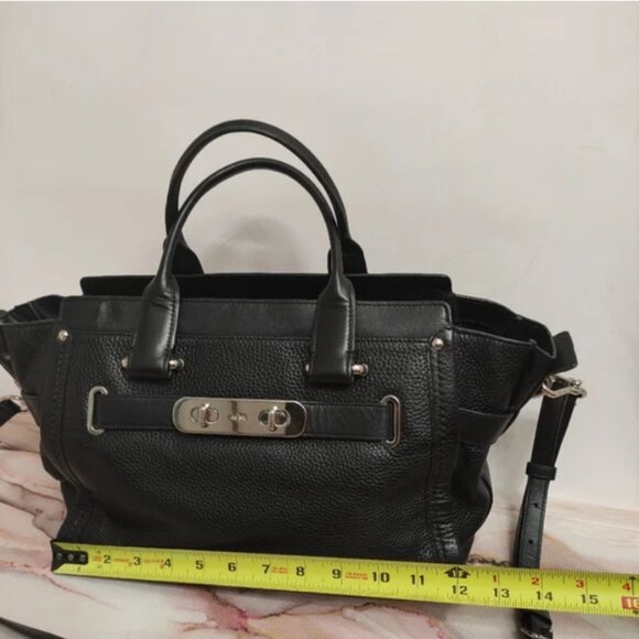 Coach Swagger Carryall In Pebble Leather Black with Silver Style No.34408 - Picture 4 of 15